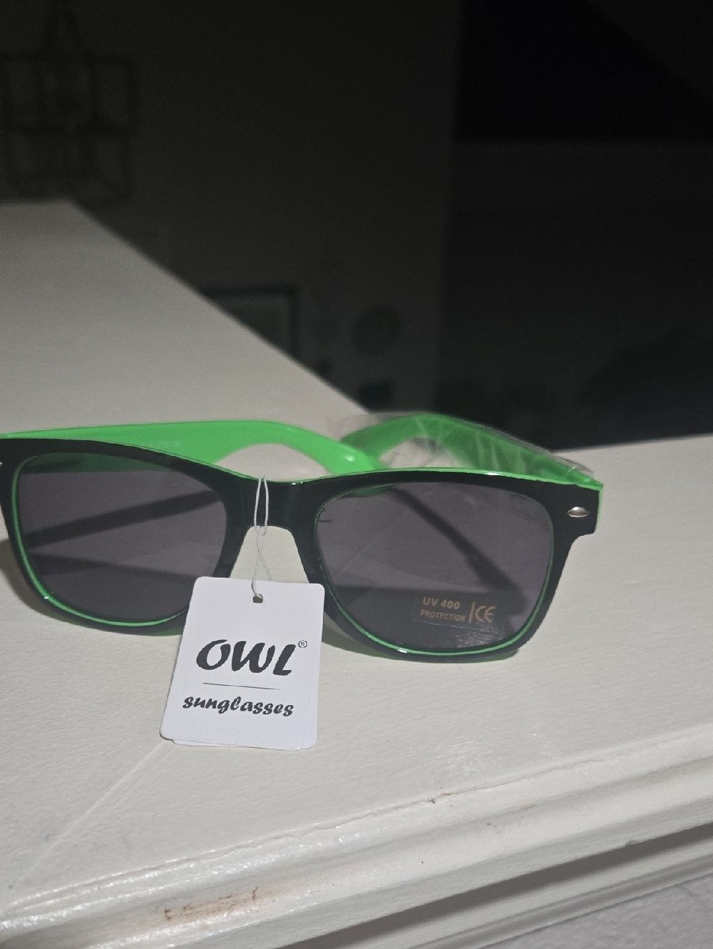 OWL Black & Green Wayfarer Sunglasses